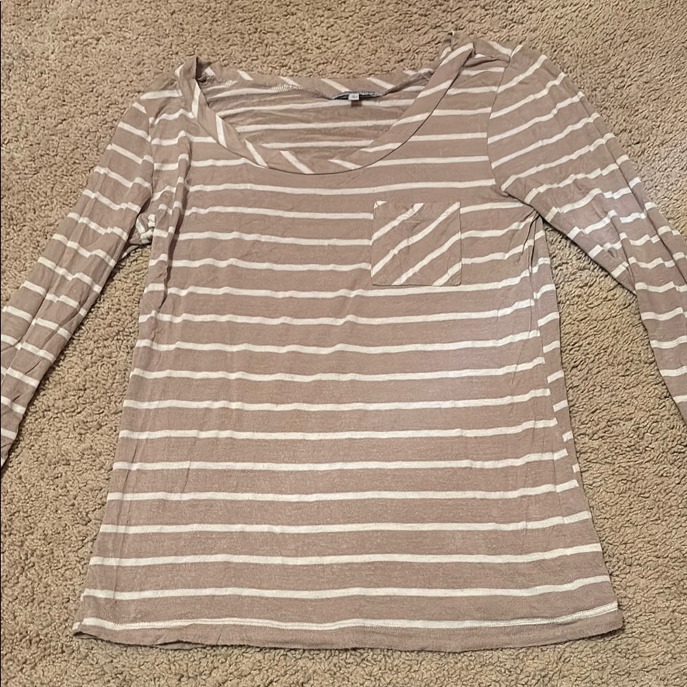 Striped Tan and White Women's Top